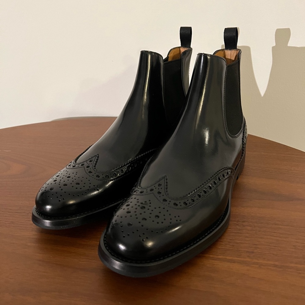 Brand NEW Classic Church’s Ketsby glossed-leather Chelsea boots  <Black>